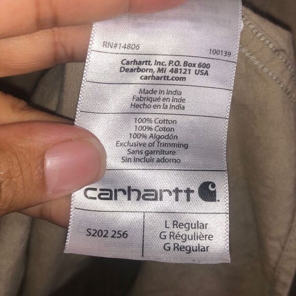 359. Carhartt Chambray relaxed fit long sleeve button down jacket size Large - Picture 7 of 9